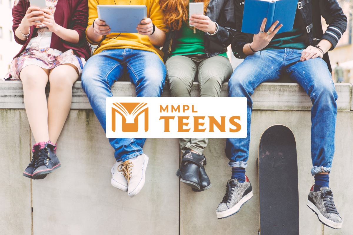 Image of teens sitting on concrete wall. Link to Teen Event at the library.